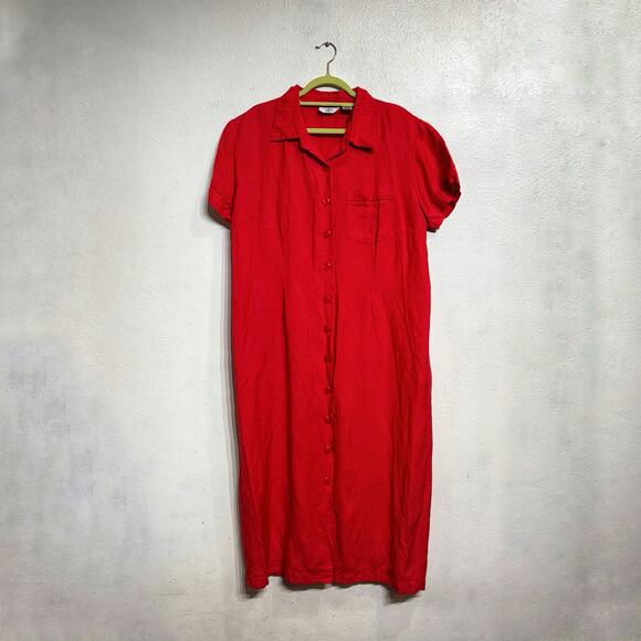 Caran New York Red Vintage Midi Dress Sz 2X - Picture 1 of 10
